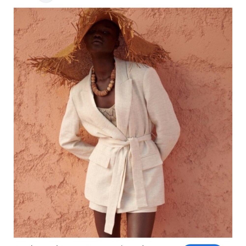 Zara Belted Ottoman Shorts Suit Set Jacket Small And Shorts Med